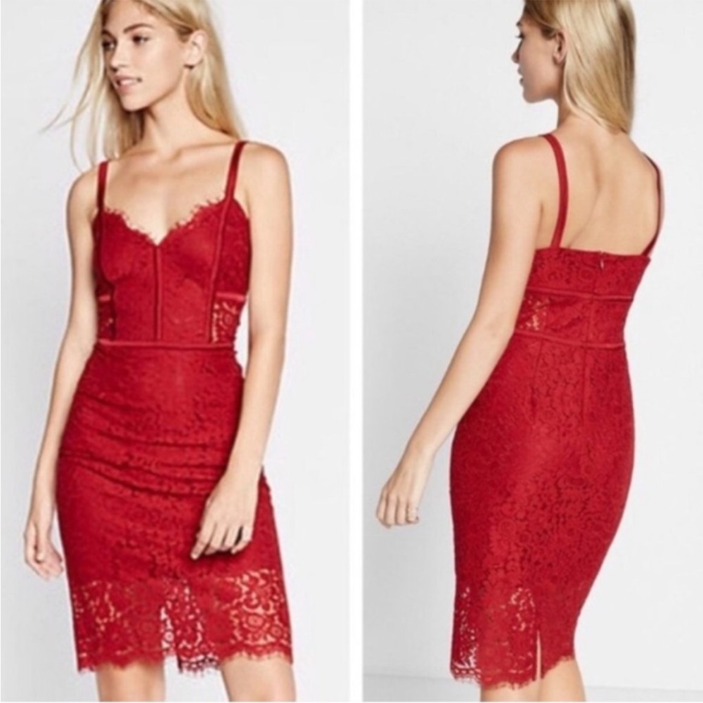 Express Red Lace Dress size 6